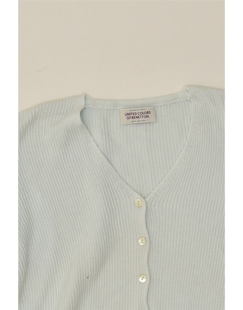 BENETTON Womens Cardigan Sweater UK 14 Medium Blue Cotton | Vintage Benetton | Thrift | Second-Hand Benetton | Used Clothing | Messina Hembry 