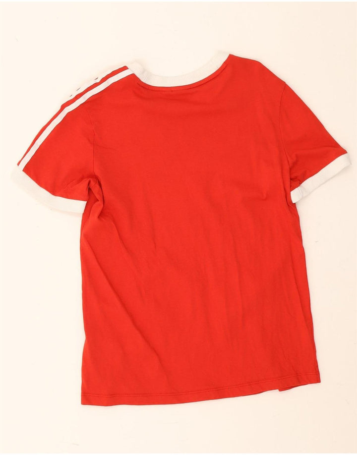 Adidas Womens T-Shirt Top UK 12 Medium Red Cotton
