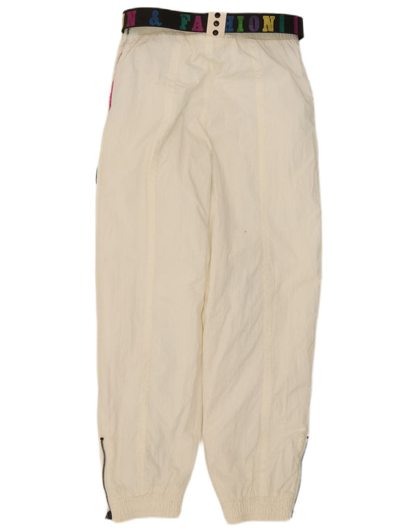 Erbacher Mens Graphic Joggers Windbreaker Trousers Small W30 L30 White
