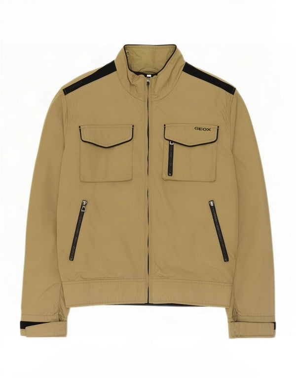 Geox Mens Respira Utility Jacket UK 42 XL Beige Colourblock Polyamide