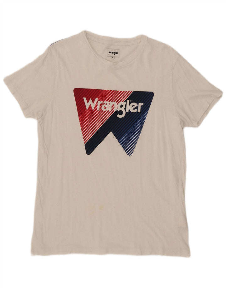 Wrangler Mens Graphic T-Shirt Top Medium White Cotton