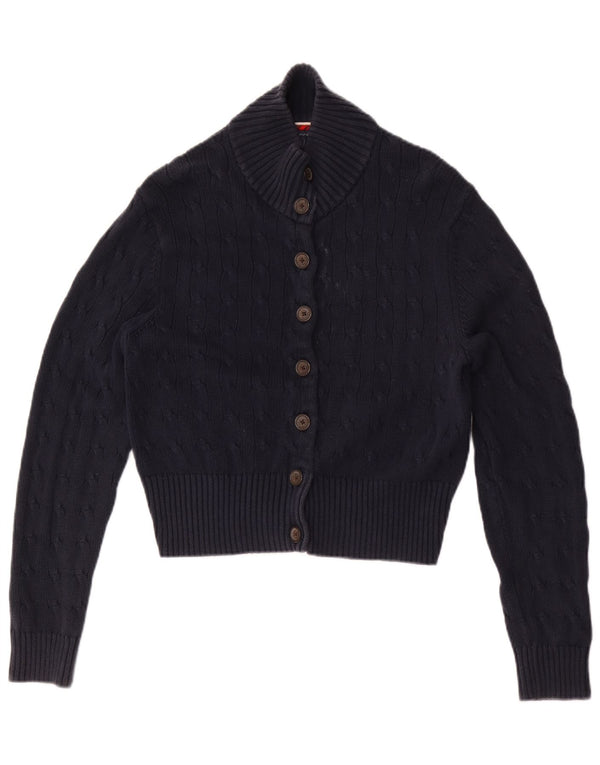 Tommy Hilfiger Womens Crop Cardigan Sweater UK 18 XL Navy Blue Cotton