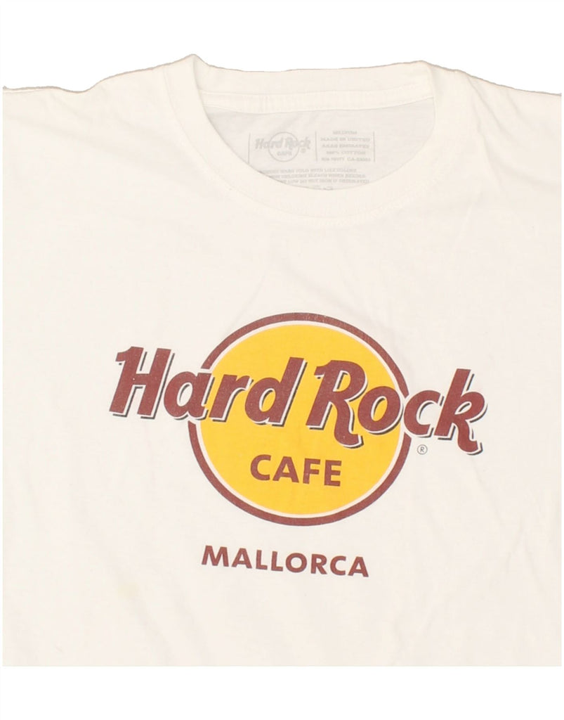 HARD ROCK CAFE Womens Mallorca Graphic T-Shirt Top UK 12 Medium White | Vintage Hard Rock Cafe | Thrift | Second-Hand Hard Rock Cafe | Used Clothing | Messina Hembry 