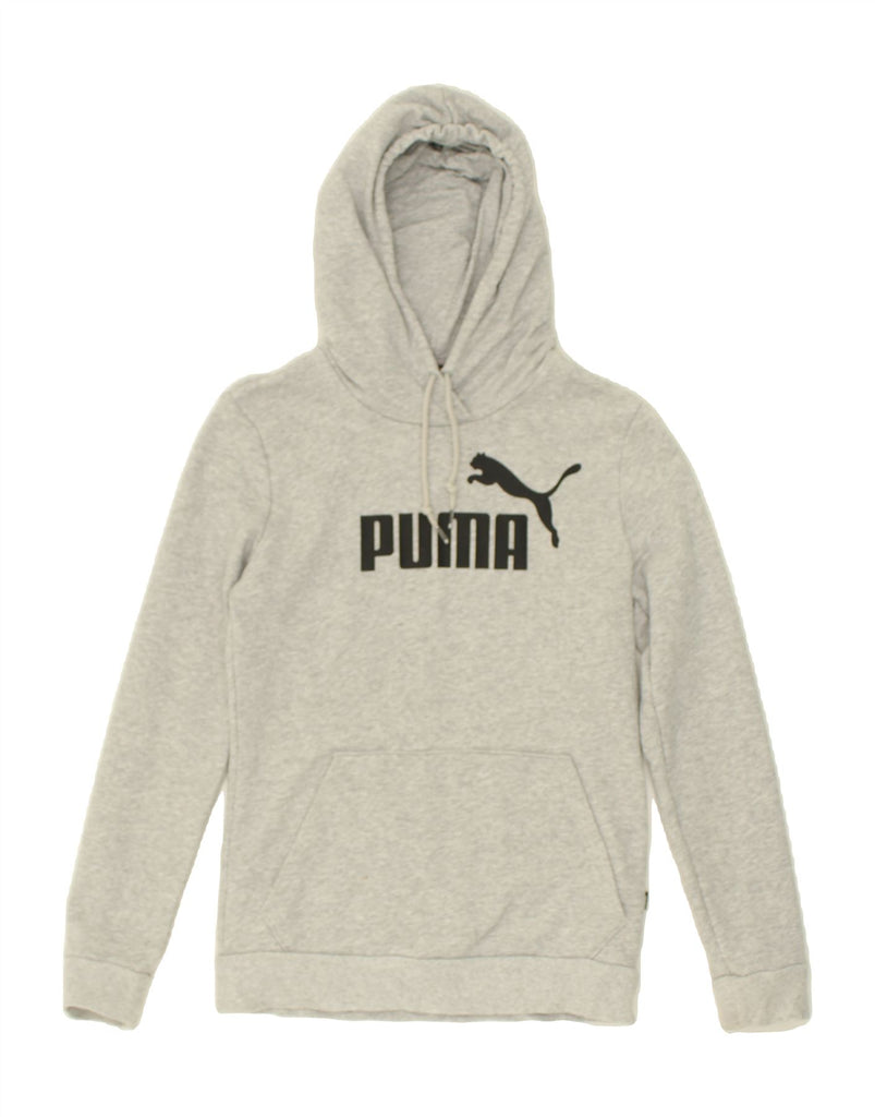 PUMA Womens Graphic Hoodie Jumper UK 4 XS Grey Cotton | Vintage Puma | Thrift | Second-Hand Puma | Used Clothing | Messina Hembry 