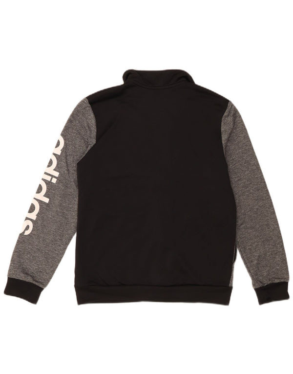 Adidas Boys Graphic Tracksuit Top Jacket 13-14 Years Black Colourblock