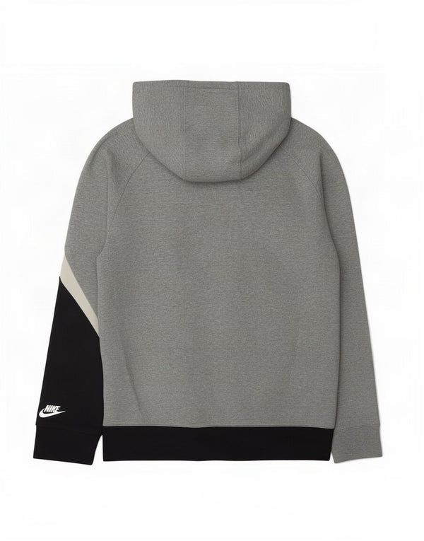 Nike Mens Graphic Zip Hoodie Sweater Medium Grey Colourblock Cotton