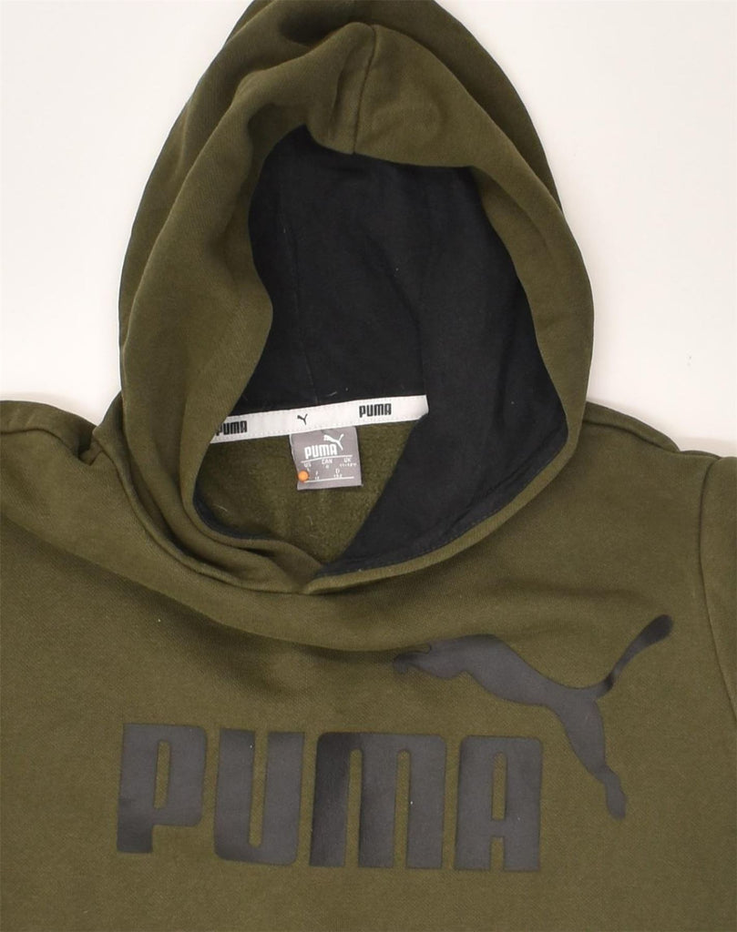 PUMA Boys Graphic Hoodie Jumper 11-12 Years Khaki Cotton | Vintage Puma | Thrift | Second-Hand Puma | Used Clothing | Messina Hembry 