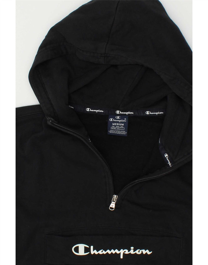 CHAMPION Mens Graphic Zip Neck Hoodie Jumper Medium Black Cotton Vintage Champion and Second-Hand Champion from Messina Hembry 