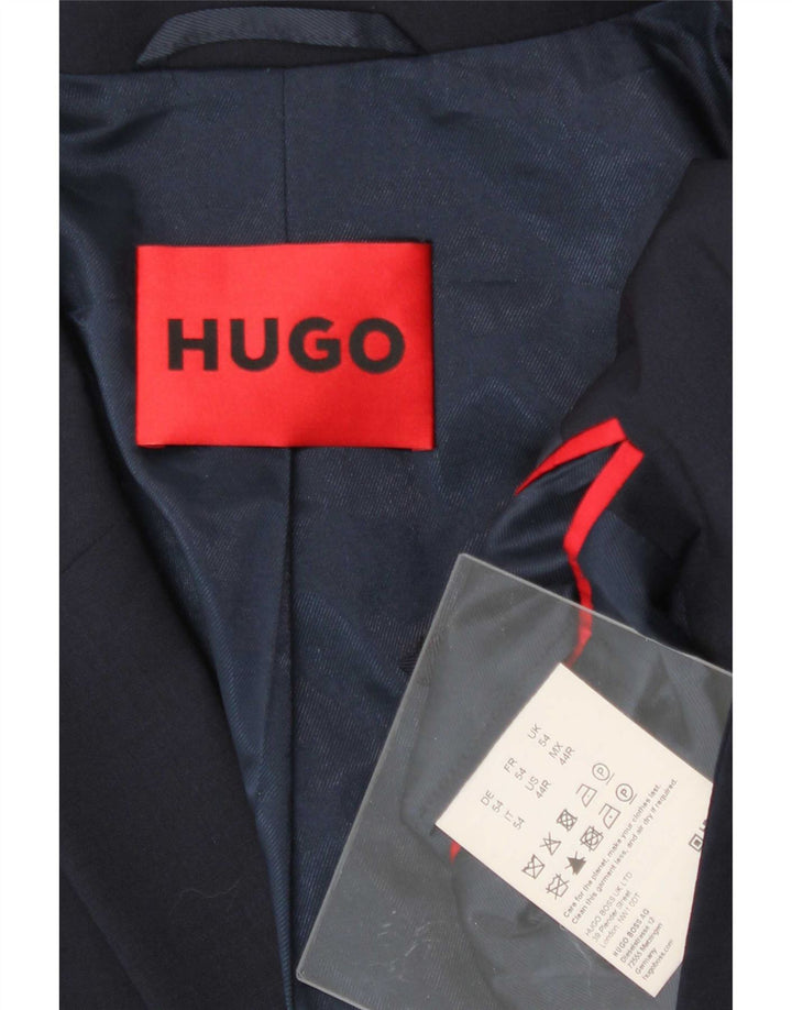 Hugo Boss Mens 2 Button Blazer Jacket UK 54 2XL Navy Blue Virgin Wool