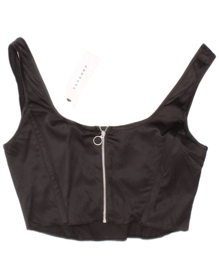 Topshop Womens Crop Corset Top UK 6 XS Black Polyester