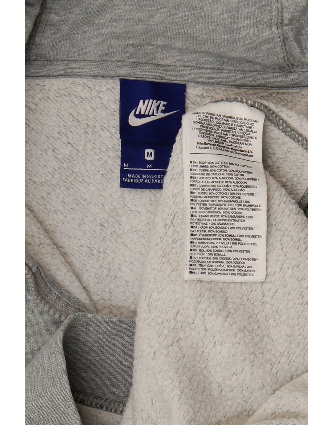 NIKE Mens Zip Hoodie Sweater Medium Grey Flecked Cotton