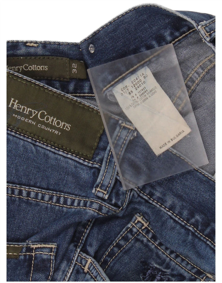 Henry Cottons Mens Straight Jeans W32 L30 Blue Cotton