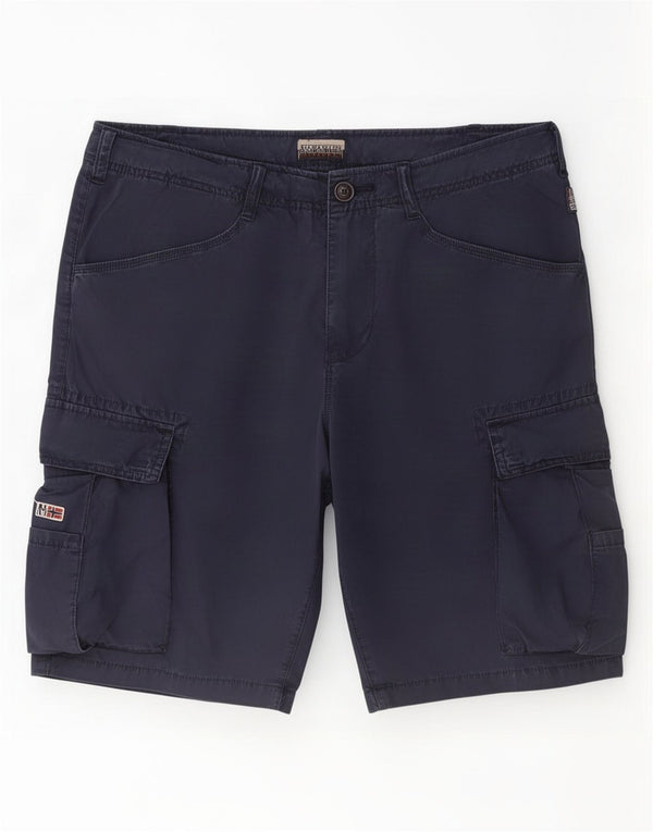 Napapijri Mens Cargo Shorts Medium W32 Navy Blue Cotton