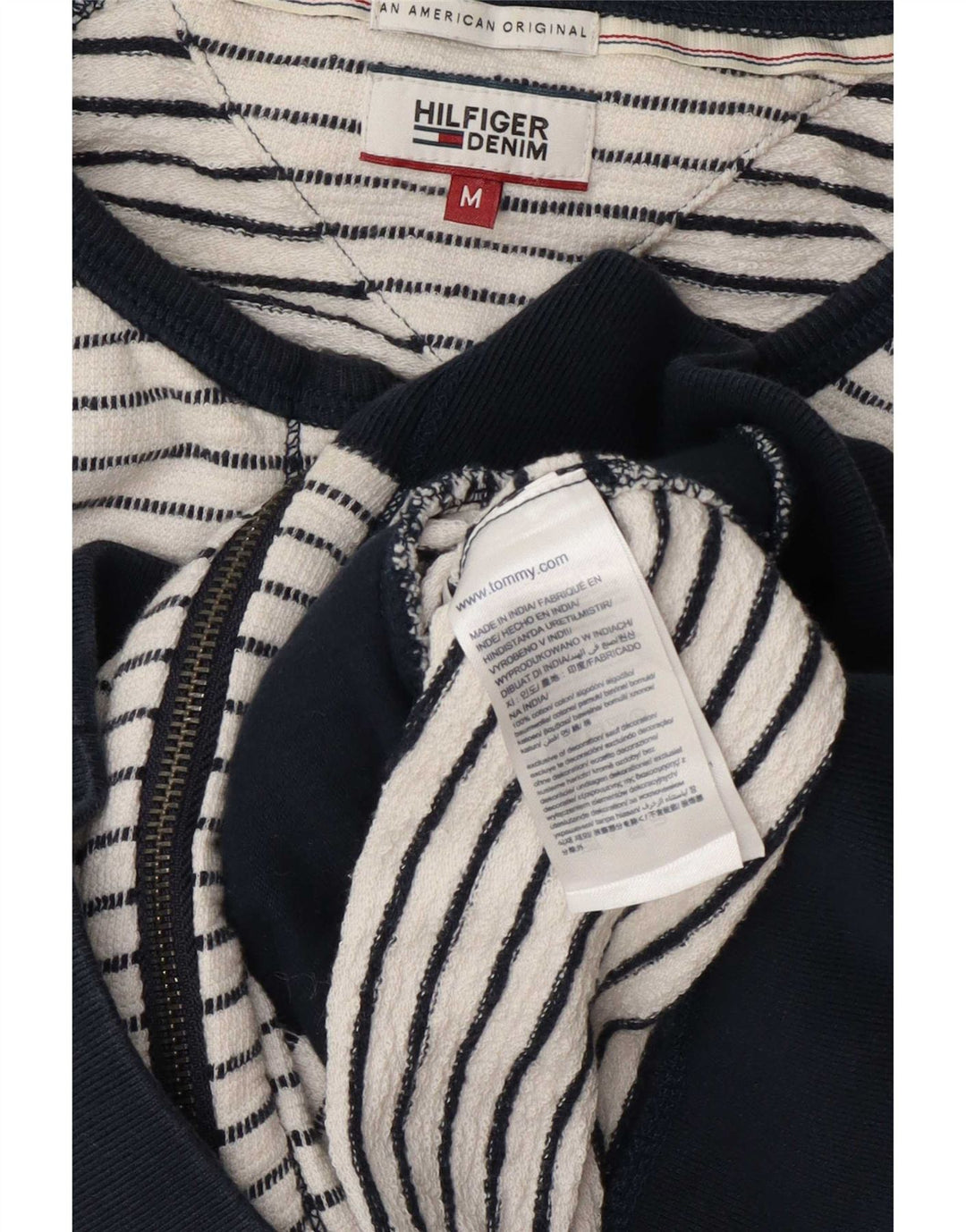 Tommy Hilfiger Womens Tracksuit Top Jacket UK 14 Medium White Striped
