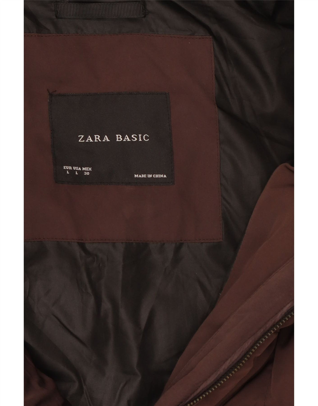 Zara Womens Padded Coat UK 16 Large Brown