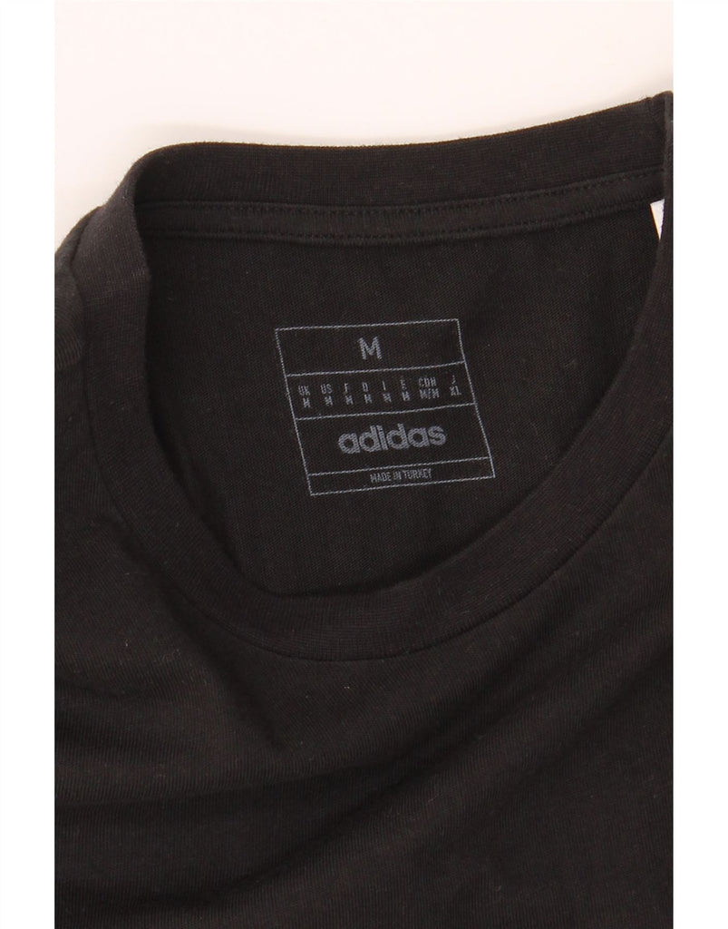 ADIDAS Mens Graphic T-Shirt Top Medium Black Cotton Vintage Adidas and Second-Hand Adidas from Messina Hembry 