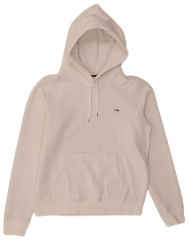 TOMMY HILFIGER Womens Oversized Hoodie Jumper UK 10 Small White