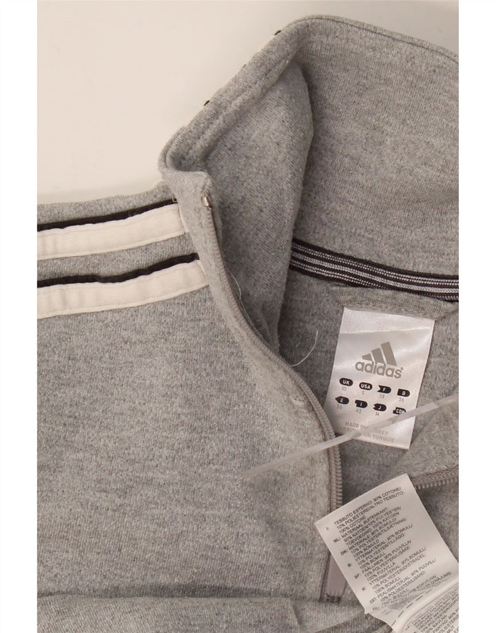 Adidas Womens Tracksuit Top Jacket UK 10 Small  Grey Cotton