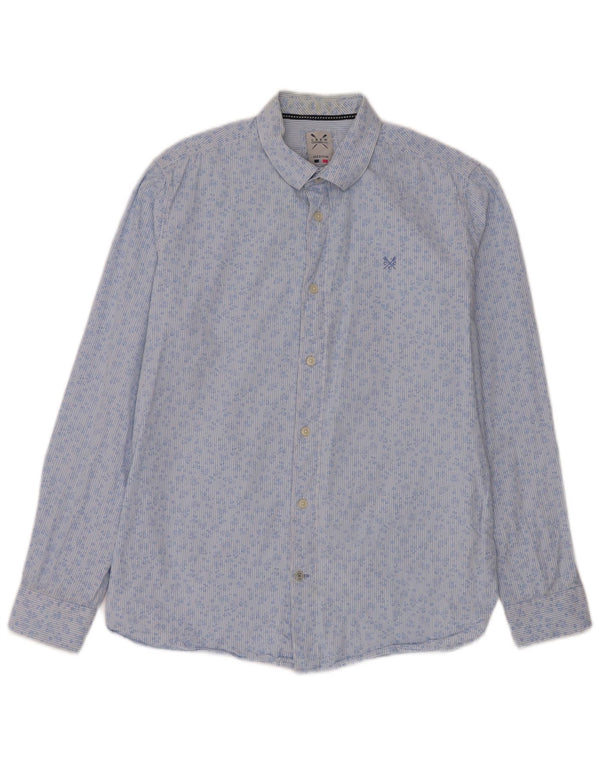 Crew Clothing Mens Shirt Medium Blue Floral Cotton