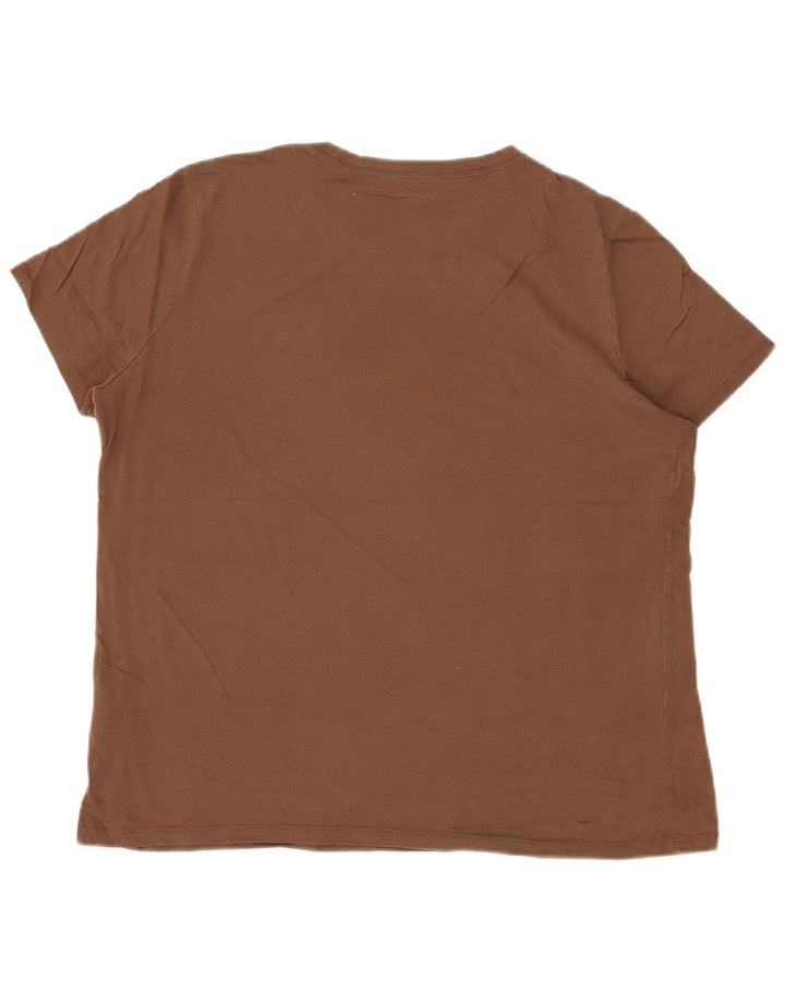 EDDIE BAUER Mens T-Shirt Top XL Brown Cotton