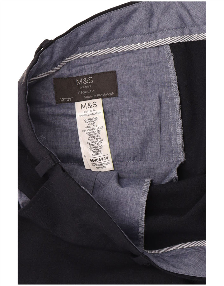 Marks & Spencer Mens Regular Straight Chino Trousers W42 L29 Navy Blue