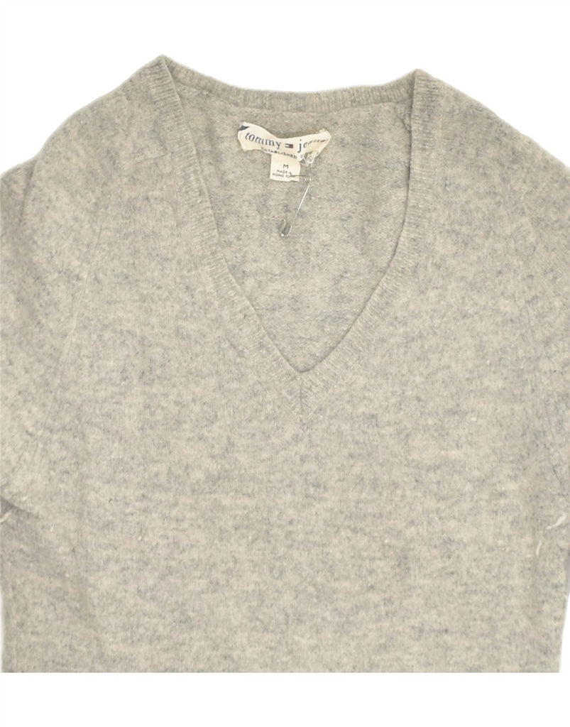 TOMMY HILFIGER Girls V-Neck Jumper Sweater 3-4 Years Medium Grey Lamb Hair | Vintage Tommy Hilfiger | Thrift | Second-Hand Tommy Hilfiger | Used Clothing | Messina Hembry 