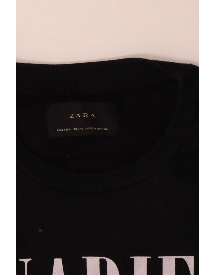 Zara Mens Graphic Sweatshirt Jumper Large Black Cotton
