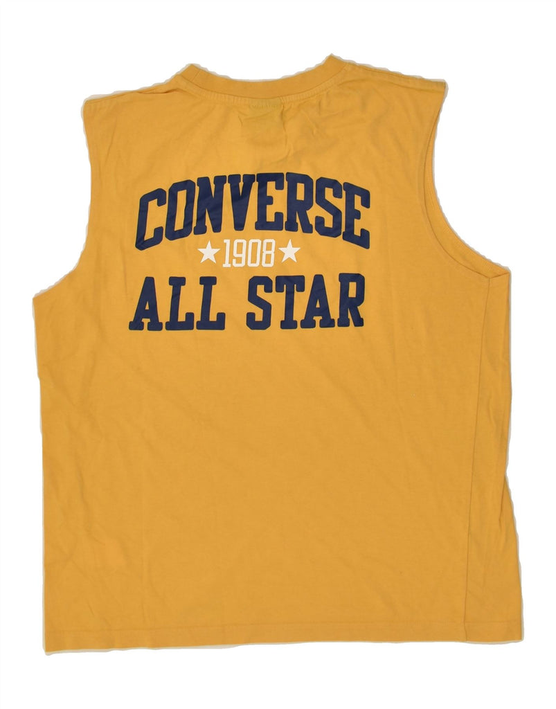 CONVERSE Mens Graphic Vest Top Medium Yellow Cotton | Vintage Converse | Thrift | Second-Hand Converse | Used Clothing | Messina Hembry 