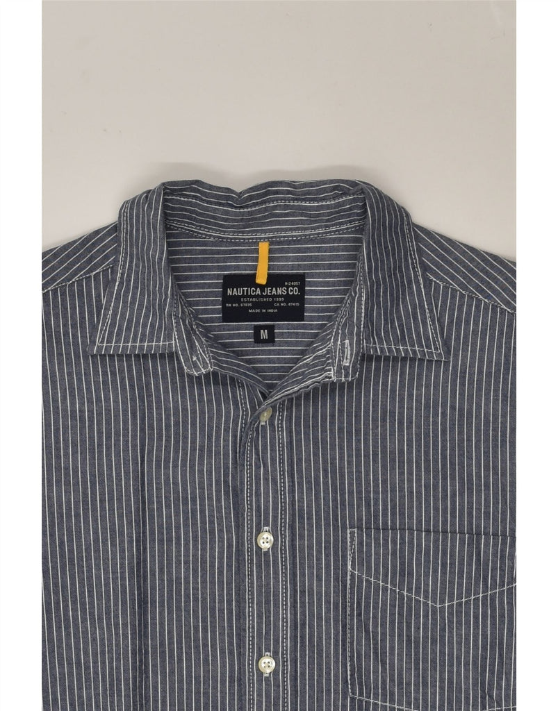 NAUTICA Mens Shirt Medium Blue Pinstripe Cotton | Vintage Nautica | Thrift | Second-Hand Nautica | Used Clothing | Messina Hembry 