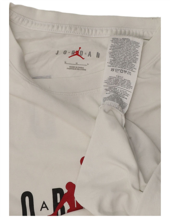JORDAN Mens Graphic T-Shirt Top Medium White Cotton