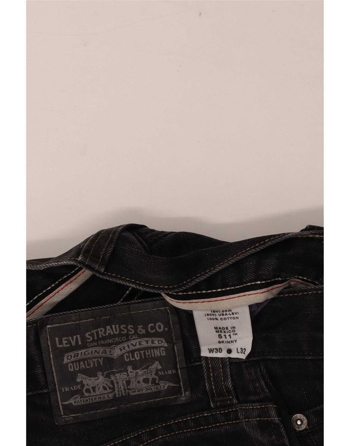 Levi's Womens 511 Skinny Denim Shorts W30 Medium Black Cotton