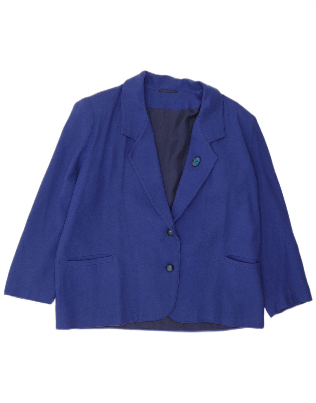 VINTAGE Womens 2 Button Blazer Jacket UK 18 XL Blue