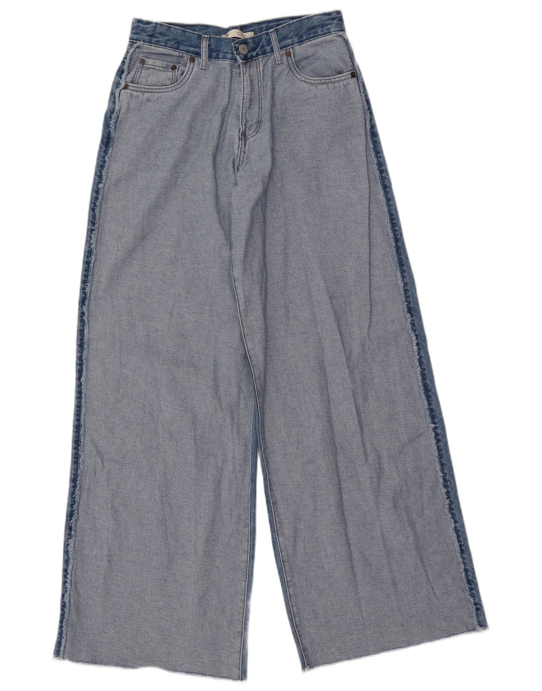 LEVI'S Girls Wide Leg Jeans 13-14 Years W26 L31 Blue Colourblock Cotton