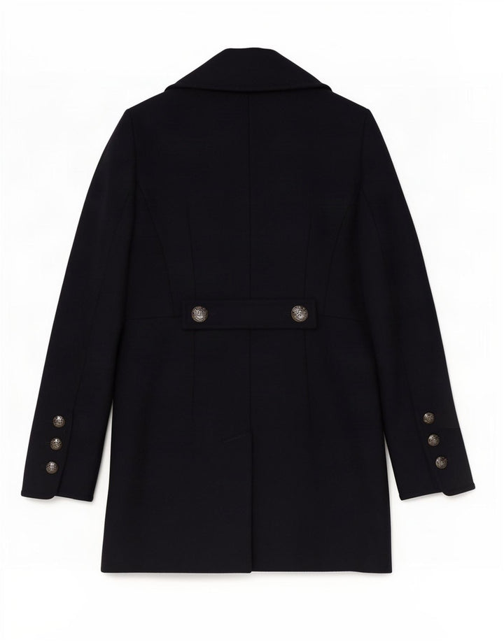 Dkny Womens Double Breasted Coat US 4 Small Navy Blue Wool