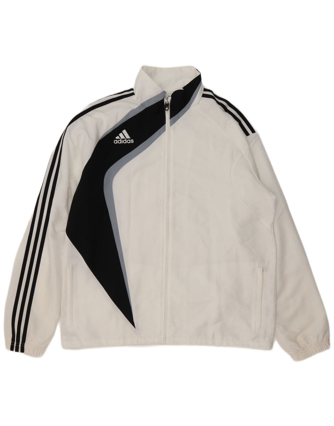 ADIDAS Mens Tracksuit Top Jacket UK 46/48 XL White Colourblock Polyester