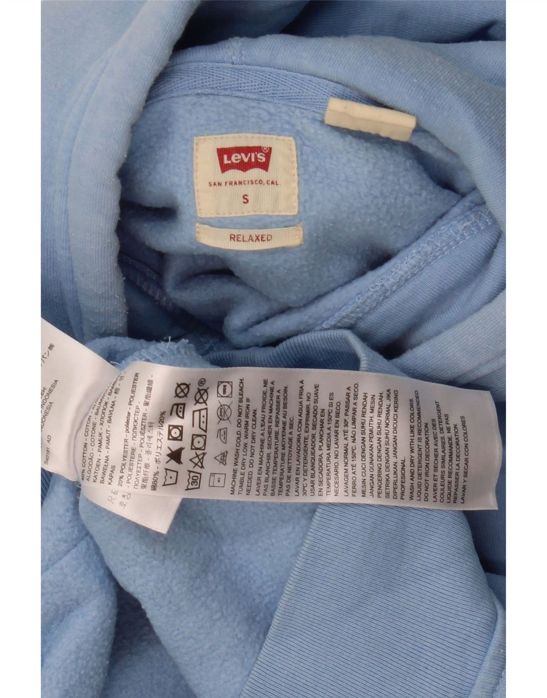 Levi's Mens Relaxed Graphic Hoodie Jumper Small Blue Cotton