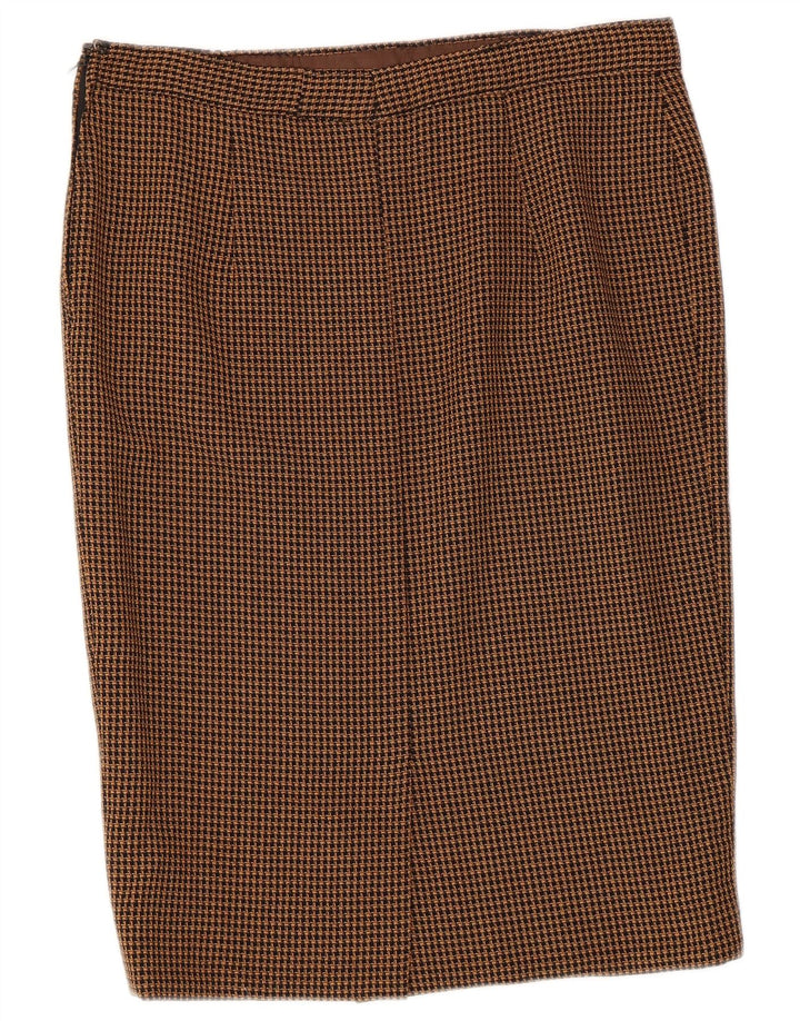 VINTAGE Womens Pencil Skirt W32 Large Brown Houndstooth