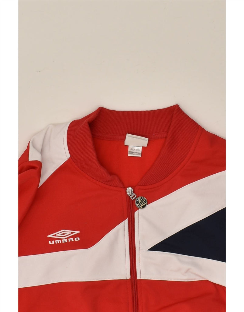 UMBRO Womens Tracksuit Top Jacket UK 12 Medium Red Colourblock Polyester | Vintage Umbro | Thrift | Second-Hand Umbro | Used Clothing | Messina Hembry 