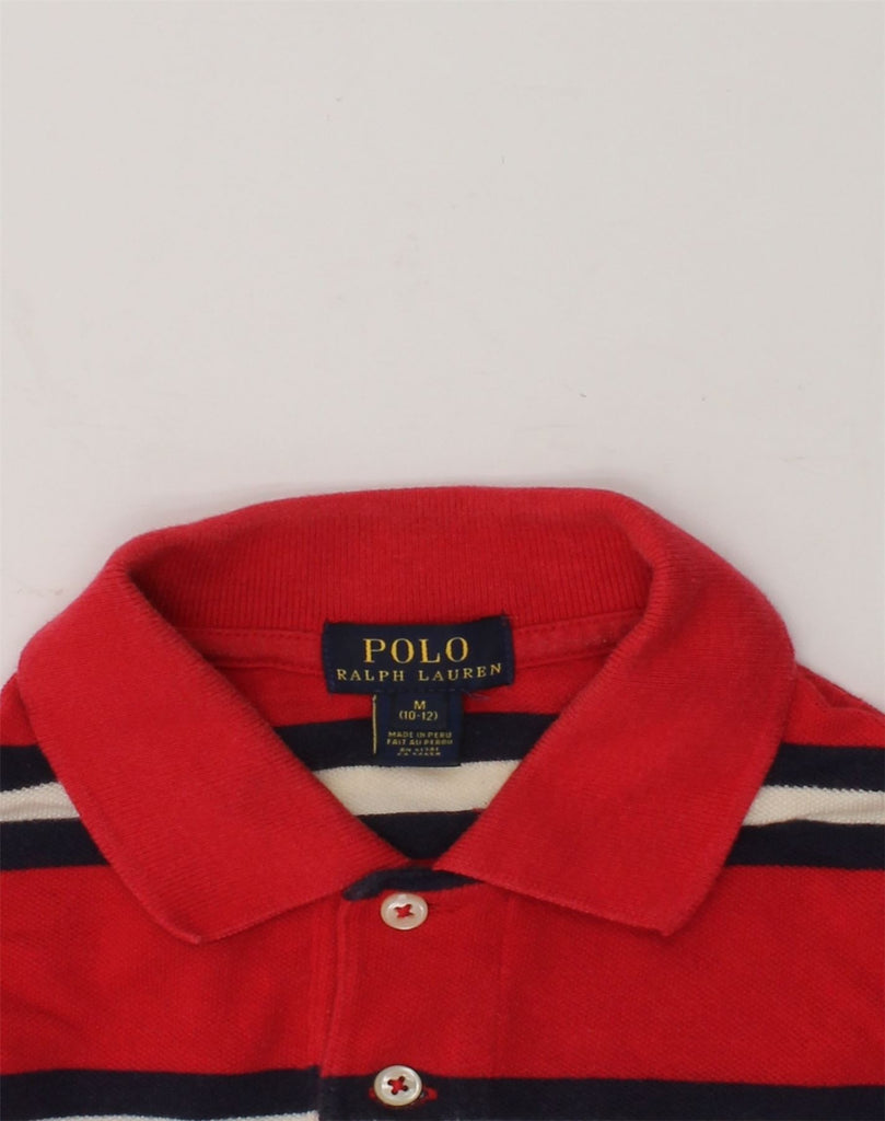 POLO RALPH LAUREN Boys Polo Shirt 10-11 Years Medium Red Striped Cotton | Vintage Polo Ralph Lauren | Thrift | Second-Hand Polo Ralph Lauren | Used Clothing | Messina Hembry 