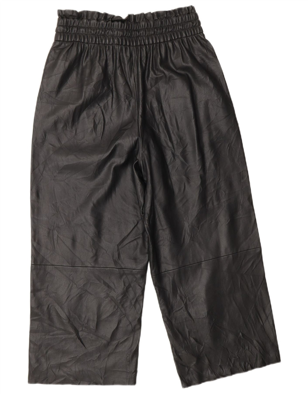 ZARA Womens Crop Wide Leg Faux Leather Trousers XS W25 L20 Black