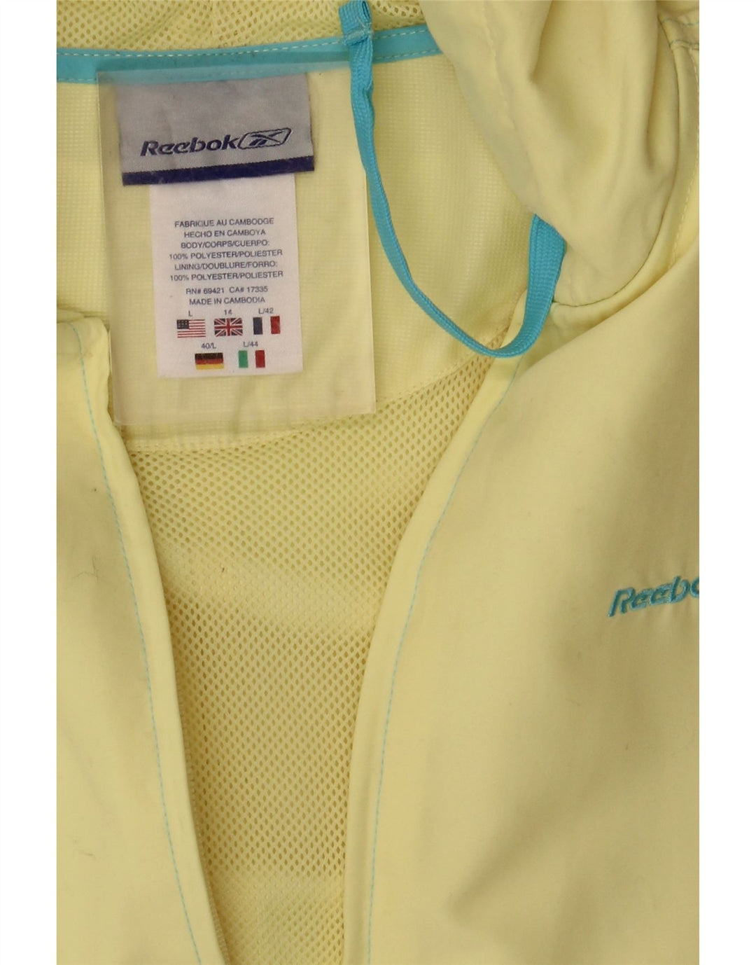 Reebok Womens Hooded Rain Jacket UK 14 Large Yellow Polyester