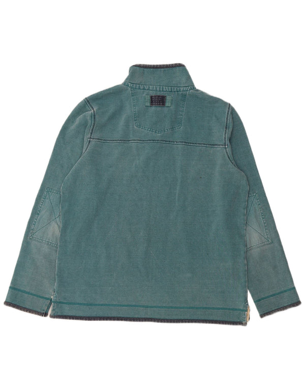Fat Face Mens Zip Neck Sweatshirt Jumper Large Blue Cotton