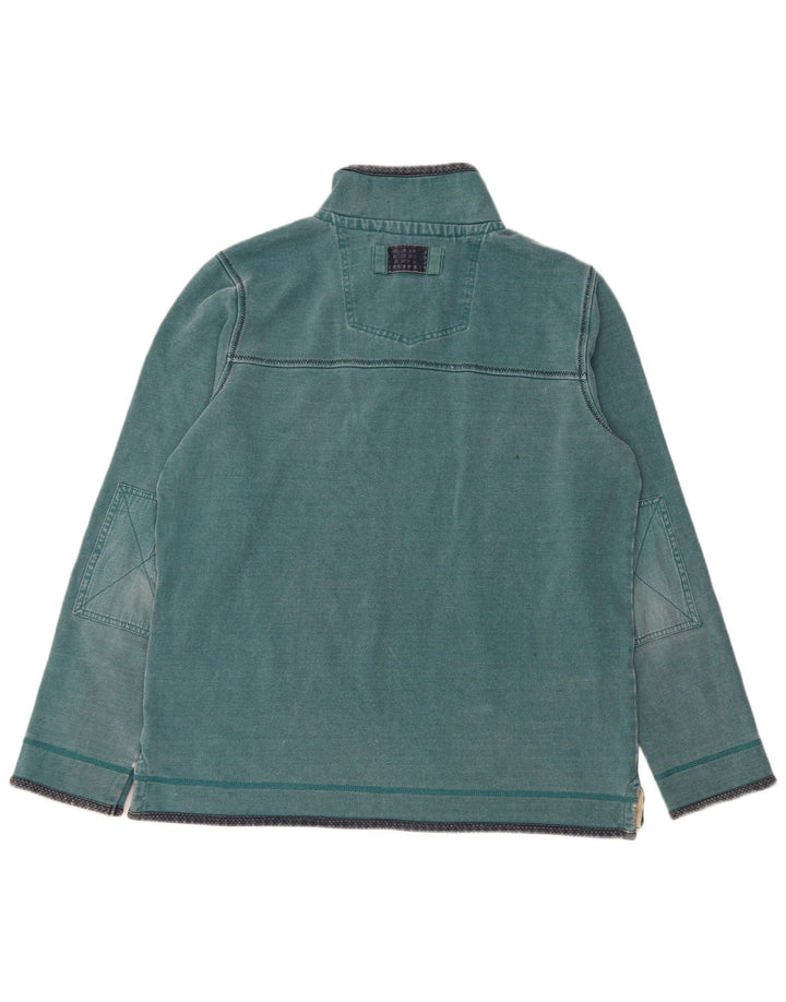 Fat Face Mens Zip Neck Sweatshirt Jumper Large Blue Cotton
