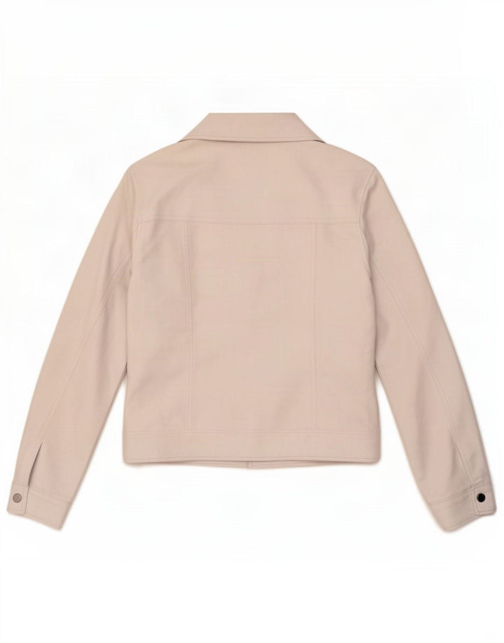 Marks & Spencer Womens Faux Leather Jacket UK 8 Small Off White