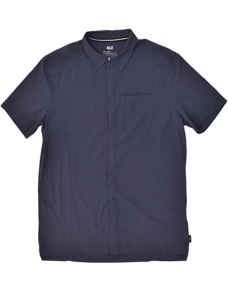 JACK WOLFSKIN Mens Short Sleeve Shirt 2XL Navy Blue Polyamide | Vintage Jack Wolfskin | Thrift | Second-Hand Jack Wolfskin | Used Clothing | Messina Hembry 