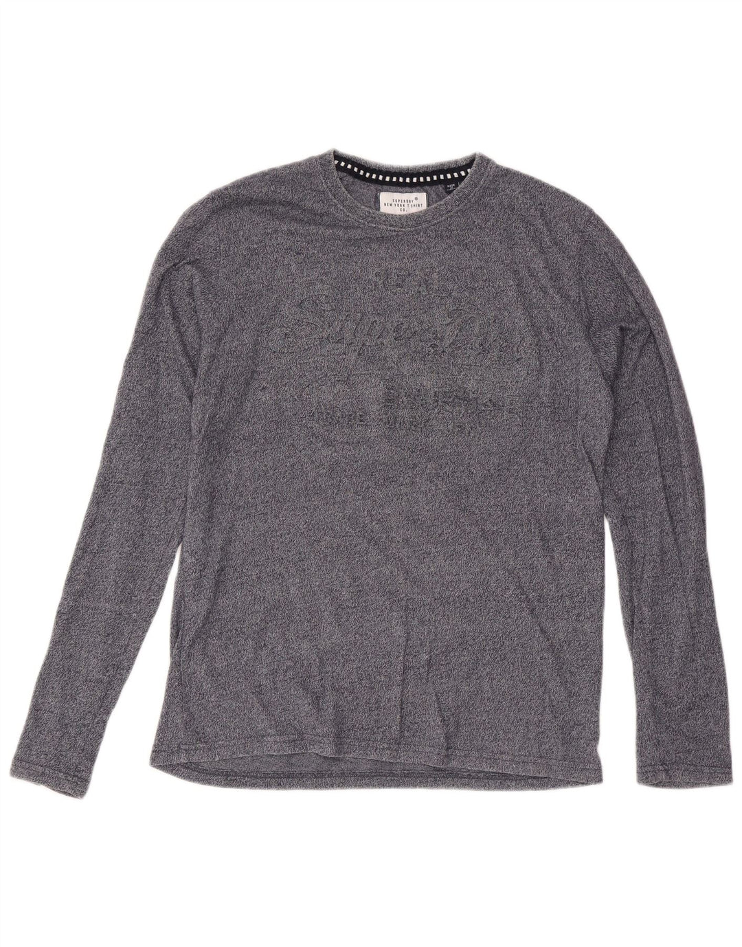 Superdry Mens Graphic Top Long Sleeve Large Grey Flecked