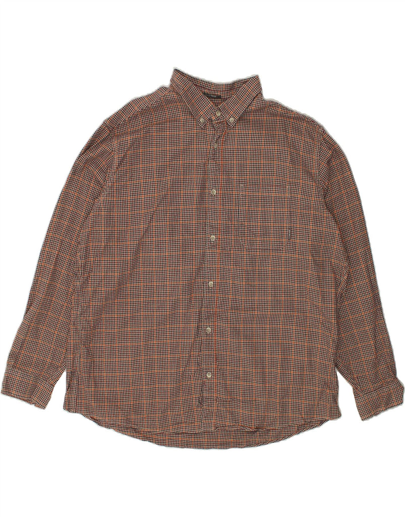 EDDIE BAUER Mens Relaxed Fit Flannel Shirt XL Brown Houndstooth Cotton | Vintage Eddie Bauer | Thrift | Second-Hand Eddie Bauer | Used Clothing | Messina Hembry 