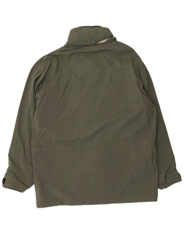 L.L.Bean Mens Hooded Utility Jacket UK 40 Large Khaki Nylon