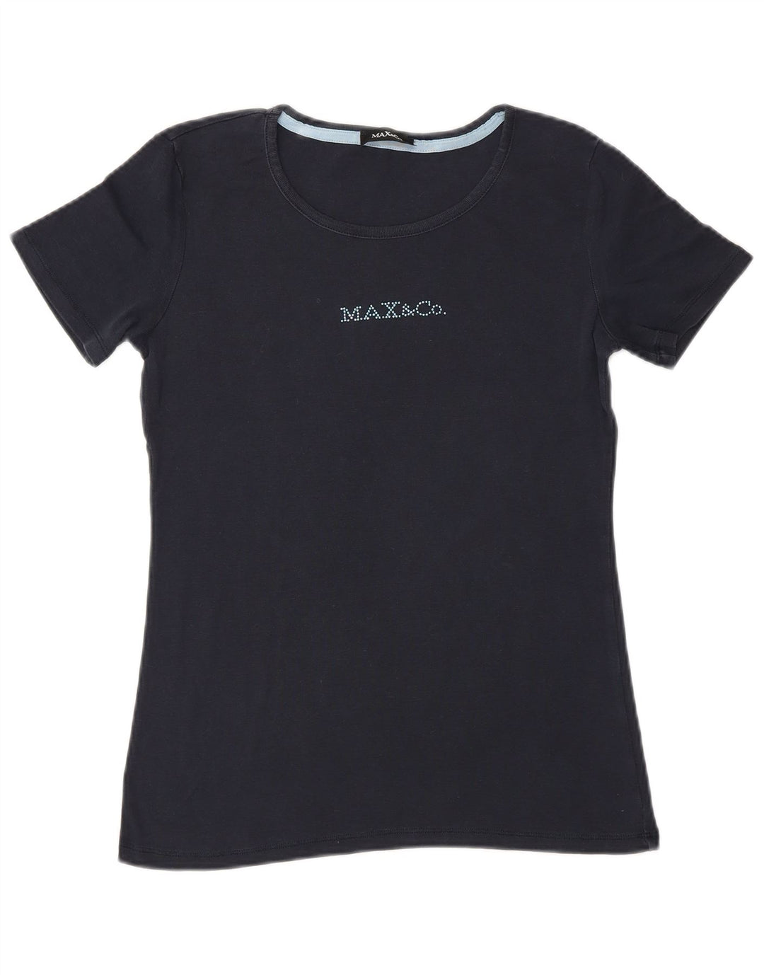 Max & Co. Womens Graphic T-Shirt Top UK 10 Small Navy Blue
