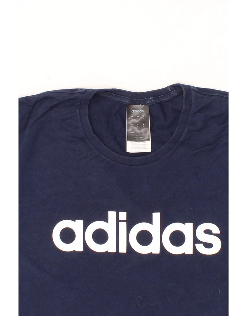 ADIDAS Mens Graphic T-Shirt Top Large Navy Blue Cotton Vintage Adidas and Second-Hand Adidas from Messina Hembry 